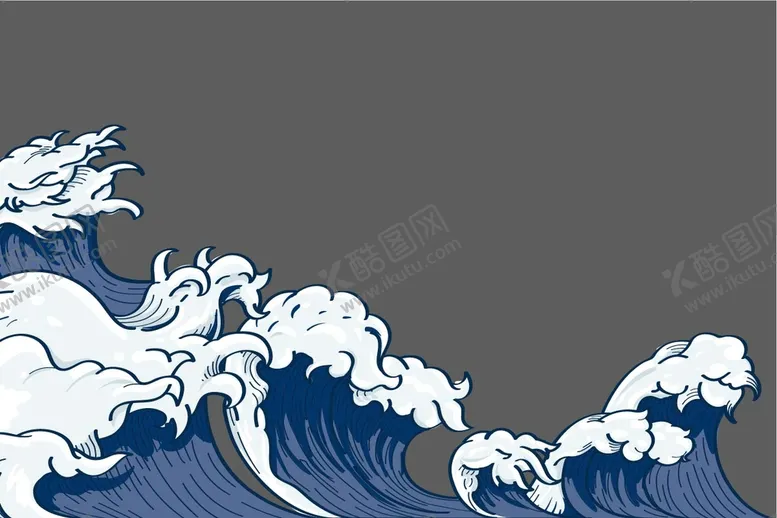 编号：98671409151347132809【酷图网】源文件下载-中式古典国潮浪花海浪中国风