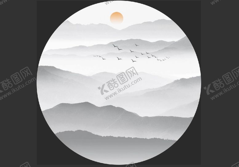 编号：46712809170506229064【酷图网】源文件下载-圆形山水画