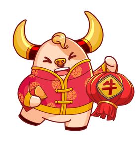 卡通牛形象年插画年素材