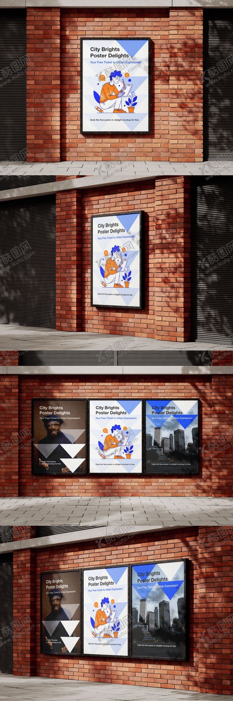 编号：91854012111431577578【酷图网】源文件下载-红砖墙的海报展示样机