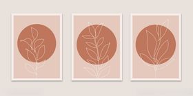 三幅简约植物装饰画
