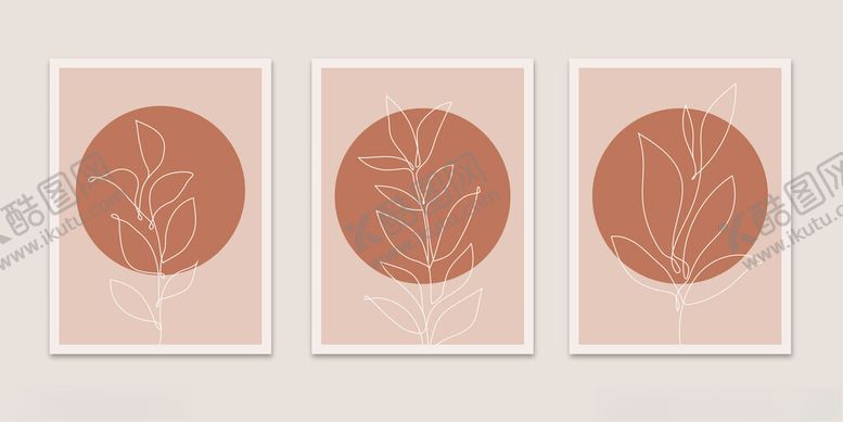 编号：59716004032312191139【酷图网】源文件下载-三幅简约树叶装饰画