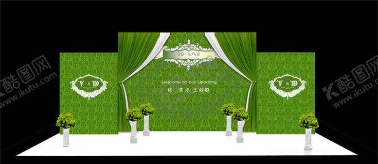 编号：31801105121917178955【酷图网】源文件下载-婚礼现场舞台迎宾区场景布置