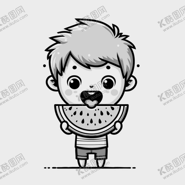 编号：26247012032336366735【酷图网】源文件下载-儿童西瓜卡通插画