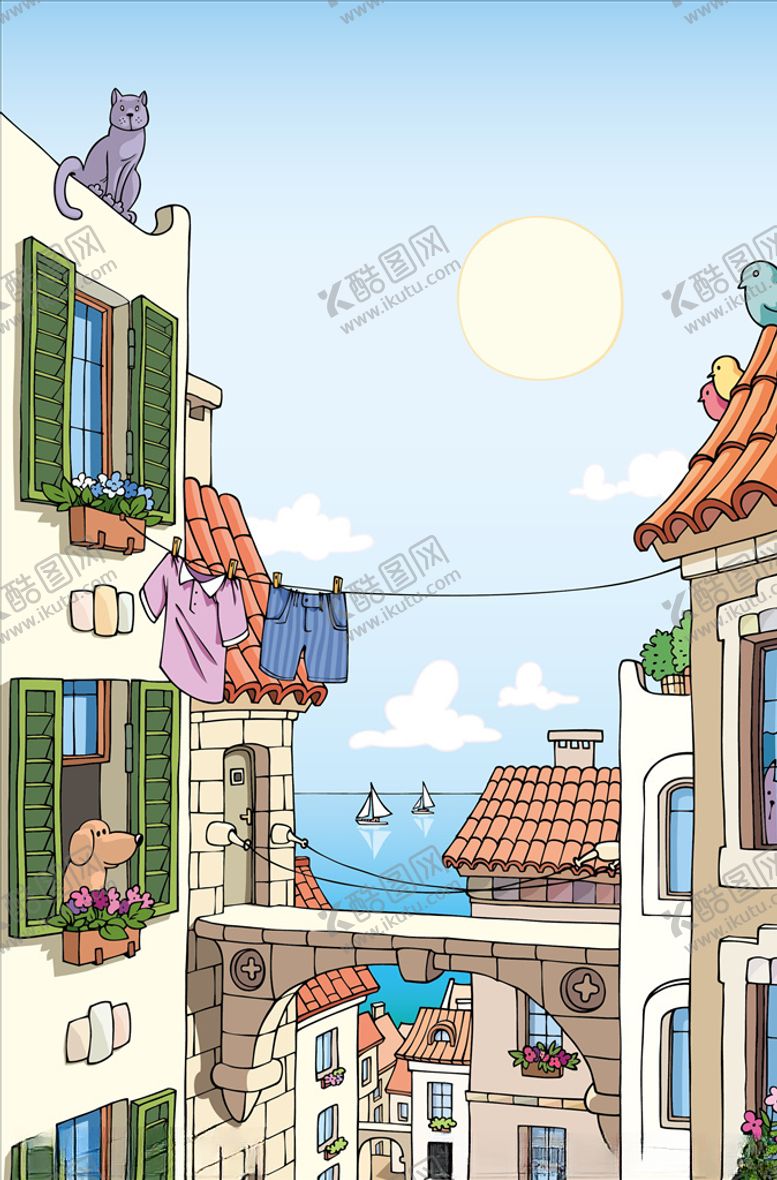 编号：20908810031623374595【酷图网】源文件下载-矢量手绘建筑风景