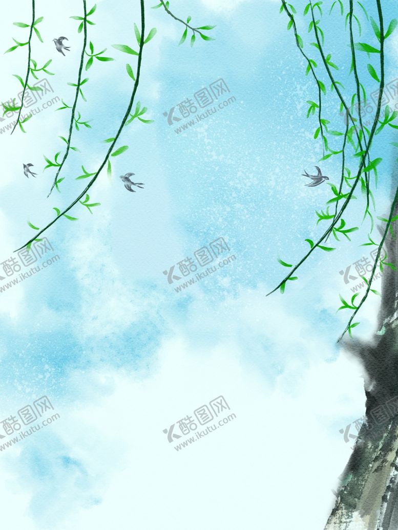 编号：33478905082059069088【酷图网】源文件下载-柳树卡通背景