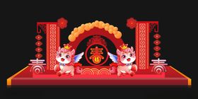 中式华丽舞台场景布置