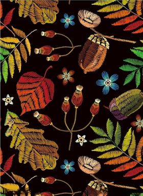 花卉绣花四方连续图案