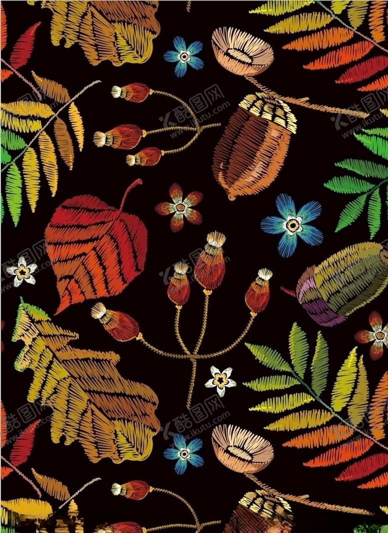 编号：53590010302327048231【酷图网】源文件下载-花卉绣花四方连续图案