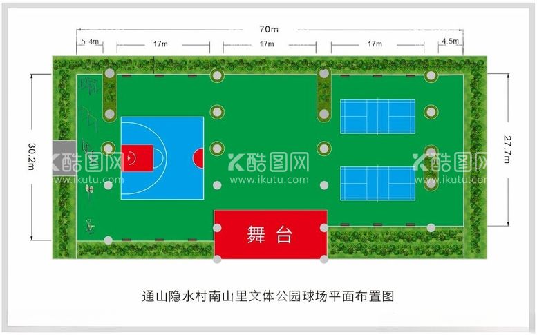 编号：32836811260022281859【酷图网】源文件下载-小区户外篮球羽毛球场平面布置图