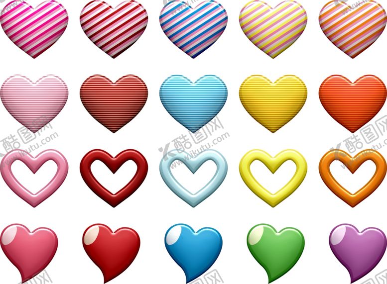 编号：56386609202006597841【酷图网】源文件下载-彩色爱心插图
