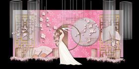粉色婚礼主题舞台