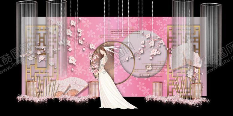 编号：80731806301553039286【酷图网】源文件下载-粉色婚礼主题舞台