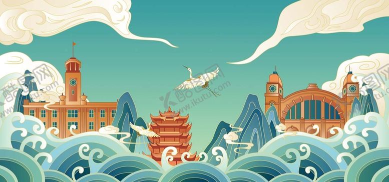 编号：43756209262235551784【酷图网】源文件下载-武汉地标插画