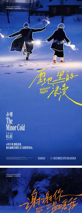 小寒大寒文艺风节气海报
