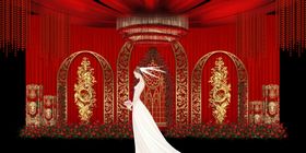 红色主题婚礼会场