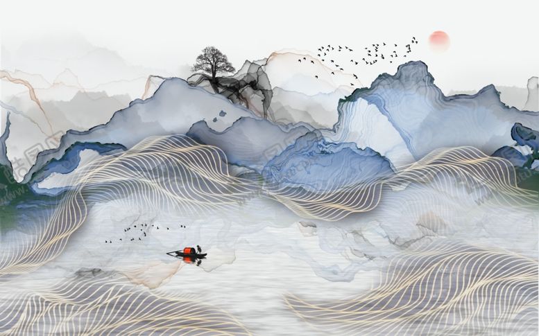 编号：87235910291015234008【酷图网】源文件下载-中式水墨山水画