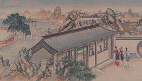 红楼梦场景精美工笔画