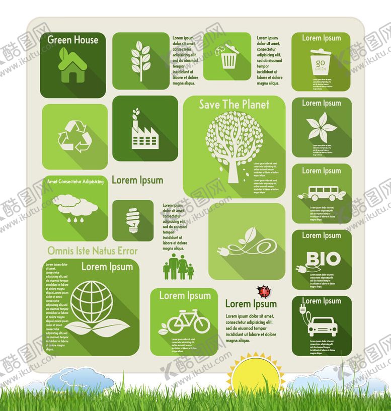 编号：18939710051640004220【酷图网】源文件下载-绿色生态环保图标集合