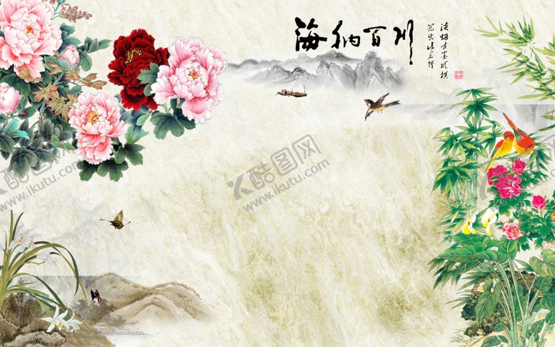 编号：24721207020918317186【酷图网】源文件下载-牡丹花背景墙