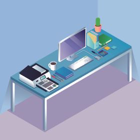 高端商务办公扁平化矢量插画