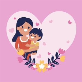 母亲节海报卡通人物爱妈妈插图