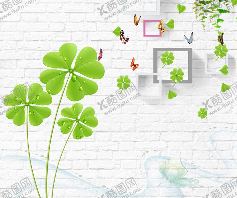 编号：38913509102153235802【酷图网】源文件下载-四叶草背景墙