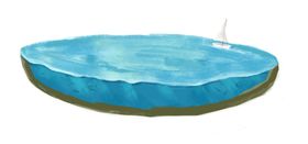 池塘游泳池立体蓝色夏季帆船素材
