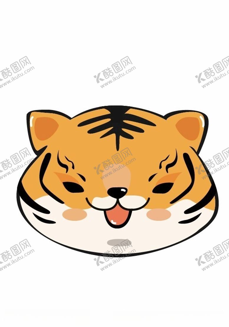 编号：77777102122218103518【酷图网】源文件下载-可爱卡通老虎头手绘元素呆萌插画