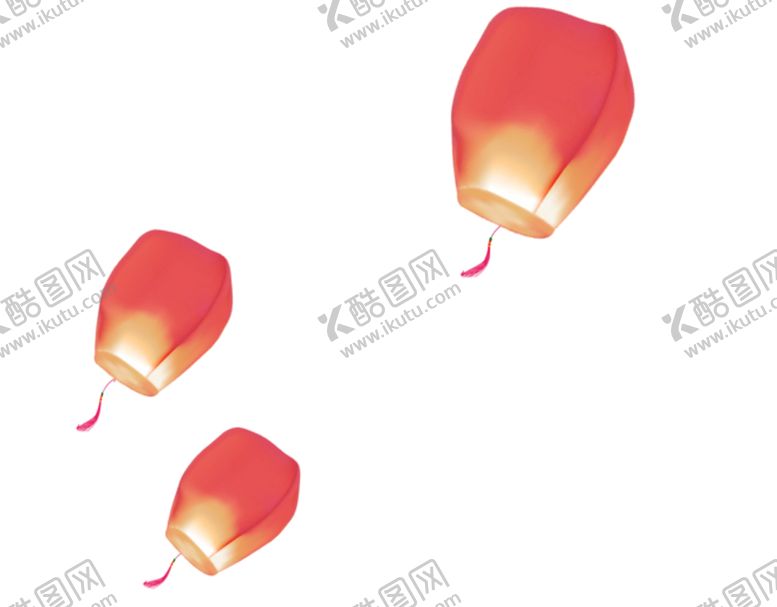 编号：36505209222243297239【酷图网】源文件下载-新年悬浮灯笼孔明灯装饰