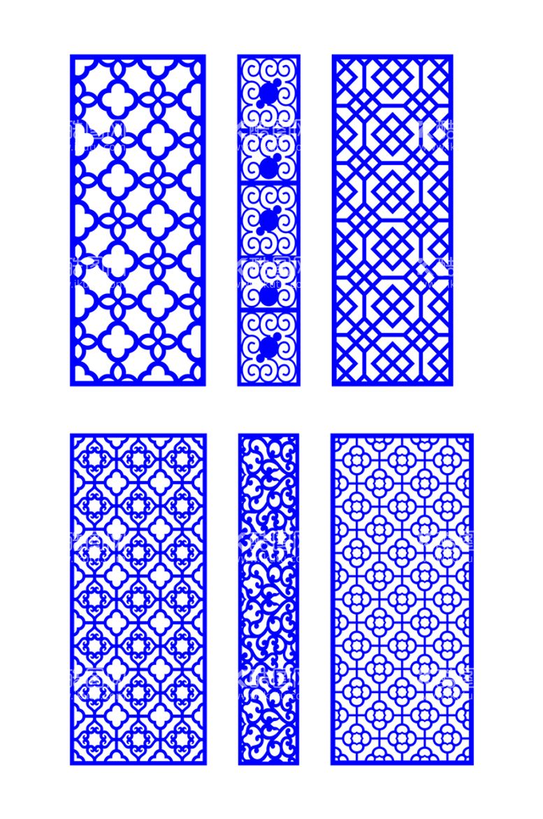 编号：39485012010044312455【酷图网】源文件下载-窗花 镂空花纹 屏风 隔断雕花