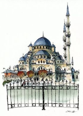 水彩建筑插画