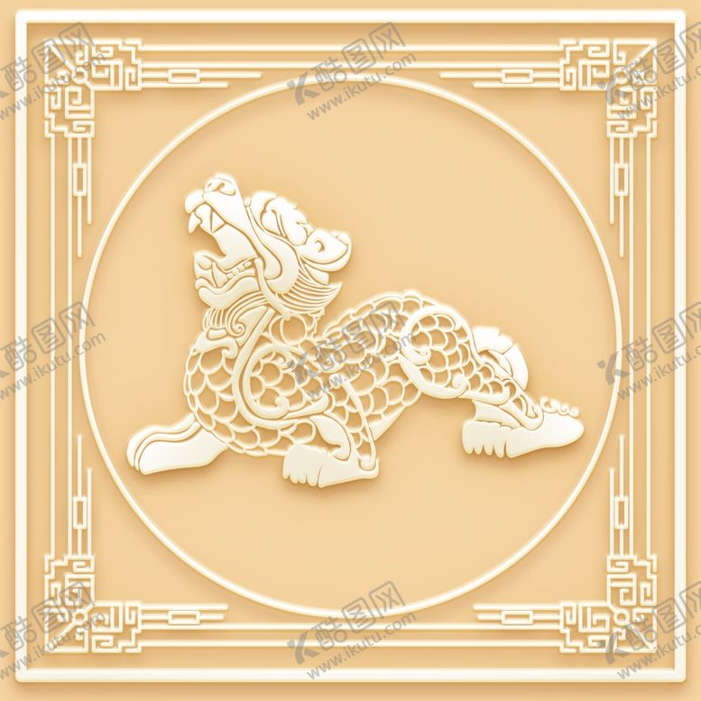 编号：53027310112049513060【酷图网】源文件下载-吊顶天花玉雕上古神兽图腾