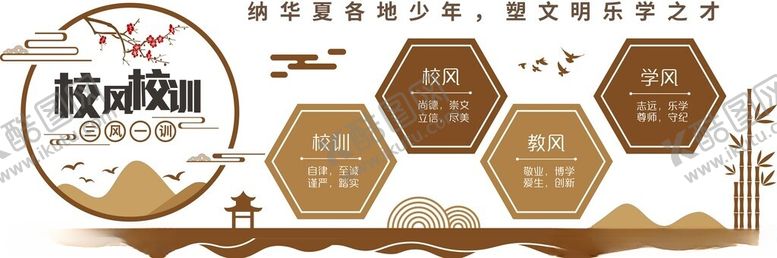 编号：36935101200211248638【酷图网】源文件下载-校风校训文化墙