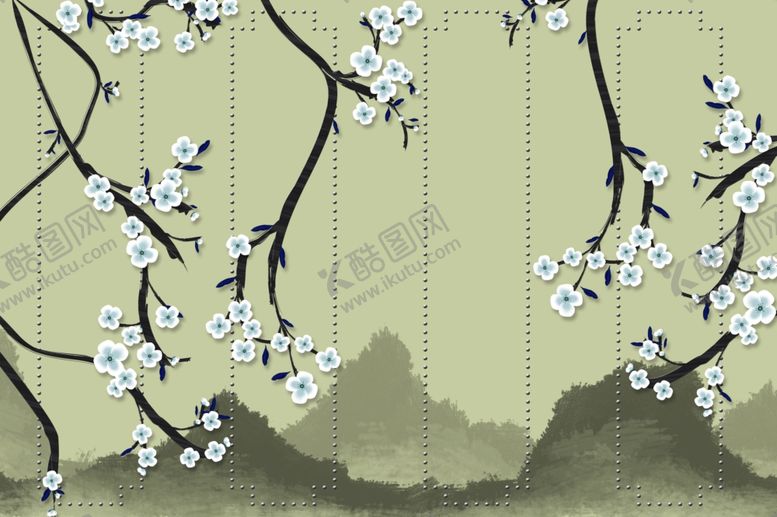 编号：61962209201920144703【酷图网】源文件下载-花鸟画手绘花鸟背景墙