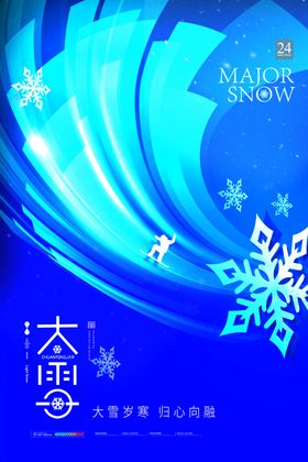 大雪24节气滑雪冬天简约海报