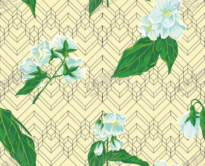 编号：17631909210629599118【酷图网】源文件下载-几何线条花手绘叶子