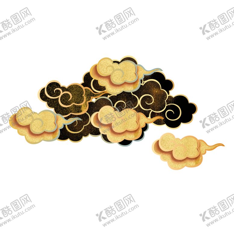 编号：10124307040633363468【酷图网】源文件下载-金色祥云中国风png