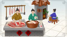 腊肉制作古风复古背景素材