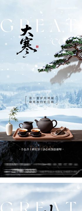 地产大寒小寒质感系海报