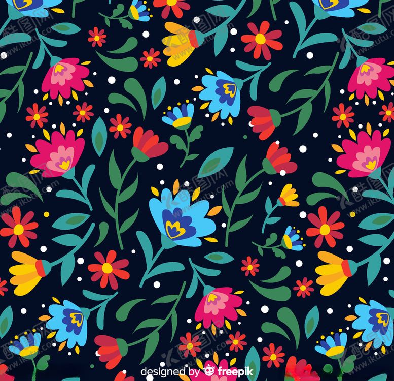 编号：59703010100638062554【酷图网】源文件下载-彩色抽象花卉无缝背景