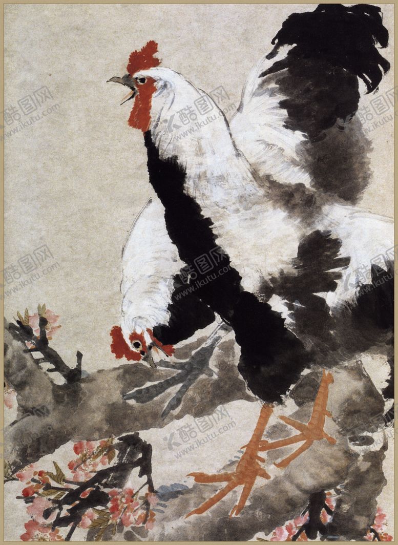 编号：51525407141419234195【酷图网】源文件下载-桃花双鸡图
