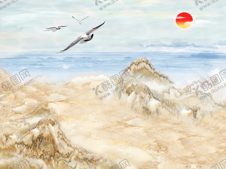 编号：18296409261025444295【酷图网】源文件下载-大理石山水背景墙