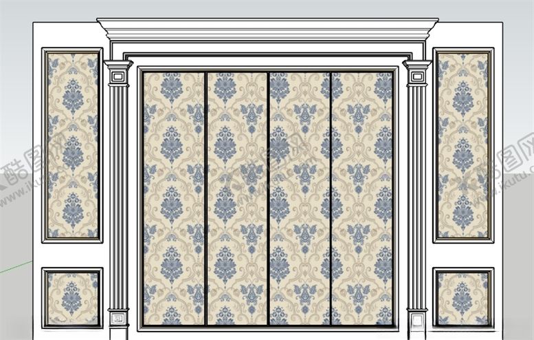 编号：43163610032342452988【酷图网】源文件下载-欧式背景墙模型
