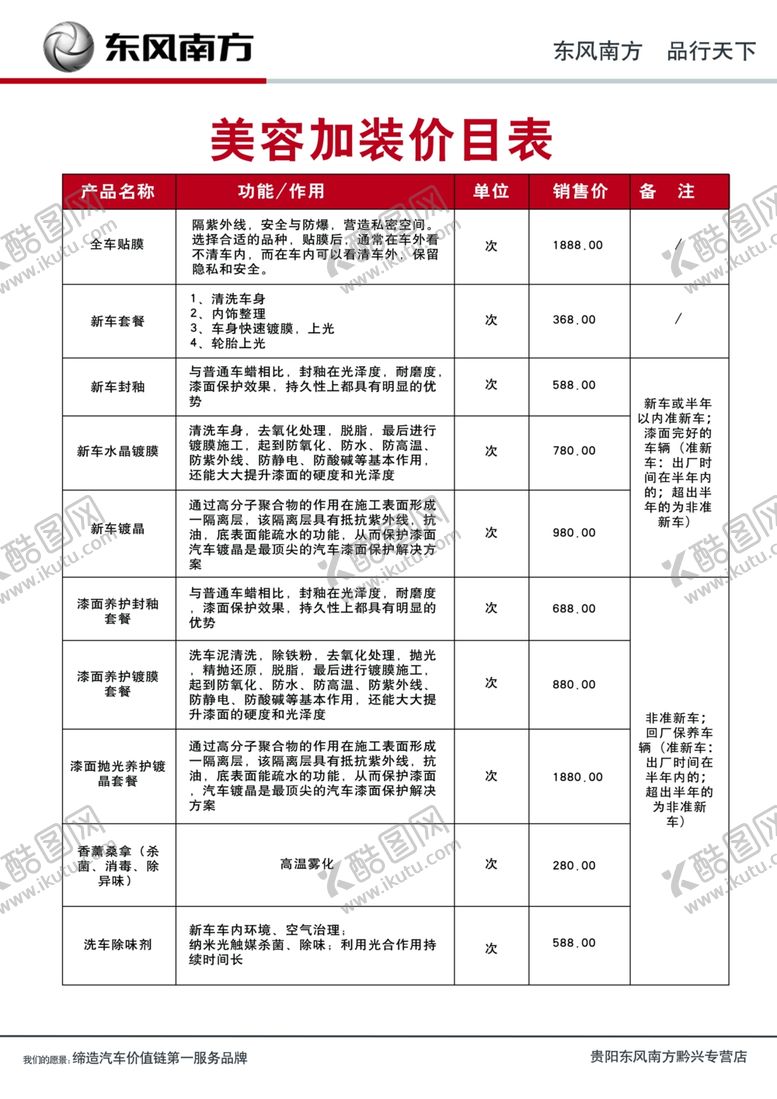 编号：18725406242020262920【酷图网】源文件下载-东风南方价目表