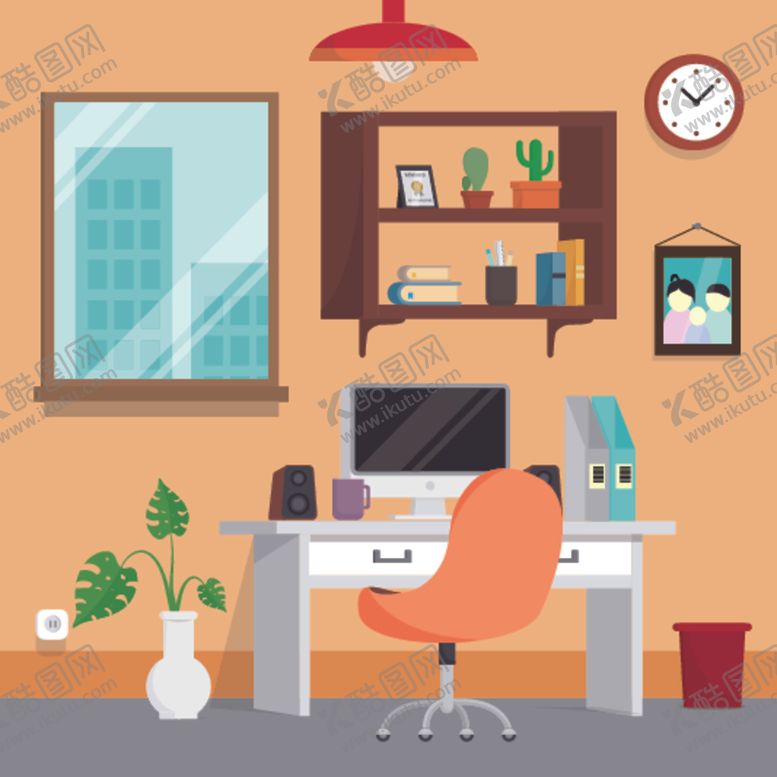 编号：92347510261654066422【酷图网】源文件下载-高端商务办公扁平化矢量插画