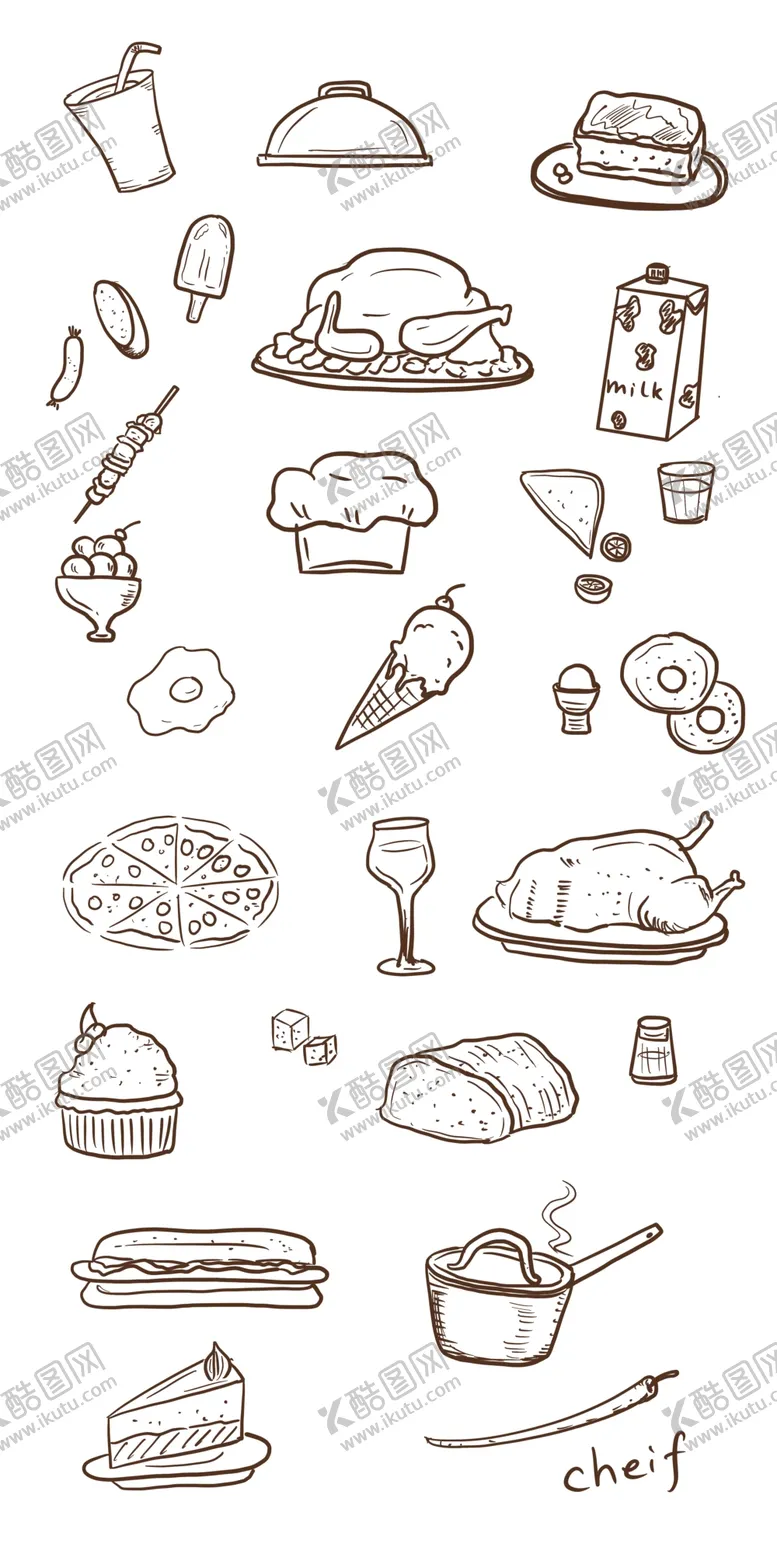 编号：71901505102323379822【酷图网】源文件下载-食物简笔