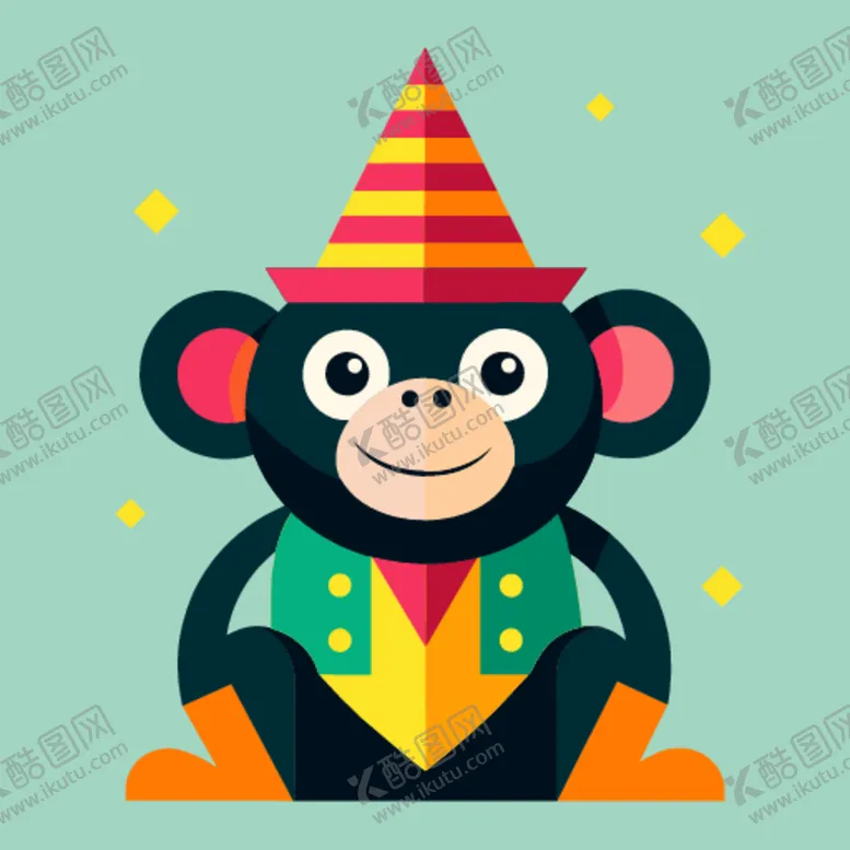 编号：53338612222207088353【酷图网】源文件下载-简洁的彩色节日素材猴子
