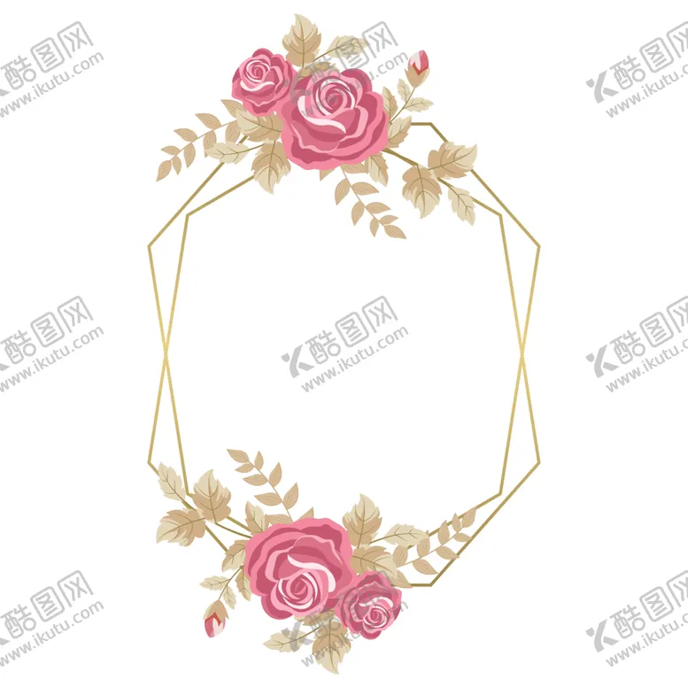编号：57516201240519427719【酷图网】源文件下载-金色边框植物花环
