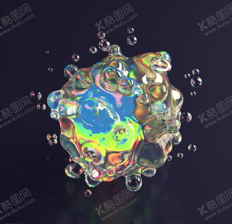 编号：66632810082222041169【酷图网】源文件下载-C4D模型一团水珠润滑油泡